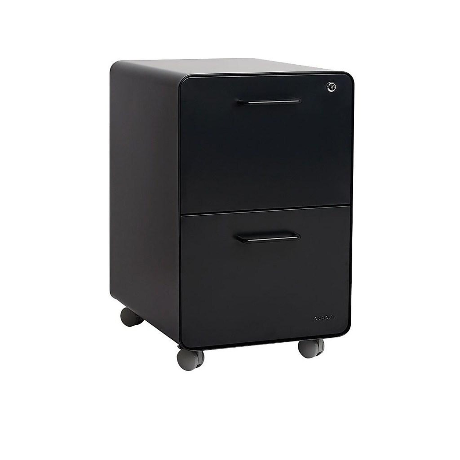 Poppin Stow 2-Drawer Mobile Vertical File Cabinet, Letter/Legal Size, Lockable, 25H x 15.75W x 20D, Black (103107)