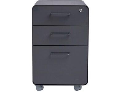 Poppin Stow 3-Drawer Vertical File Cabinet, Mobile/Pedestal, Charcoal, Letter/Legal, 20D (103695)