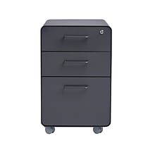 Poppin Stow 3-Drawer Vertical File Cabinet, Mobile/Pedestal, Charcoal, Letter/Legal, 20D (103695)