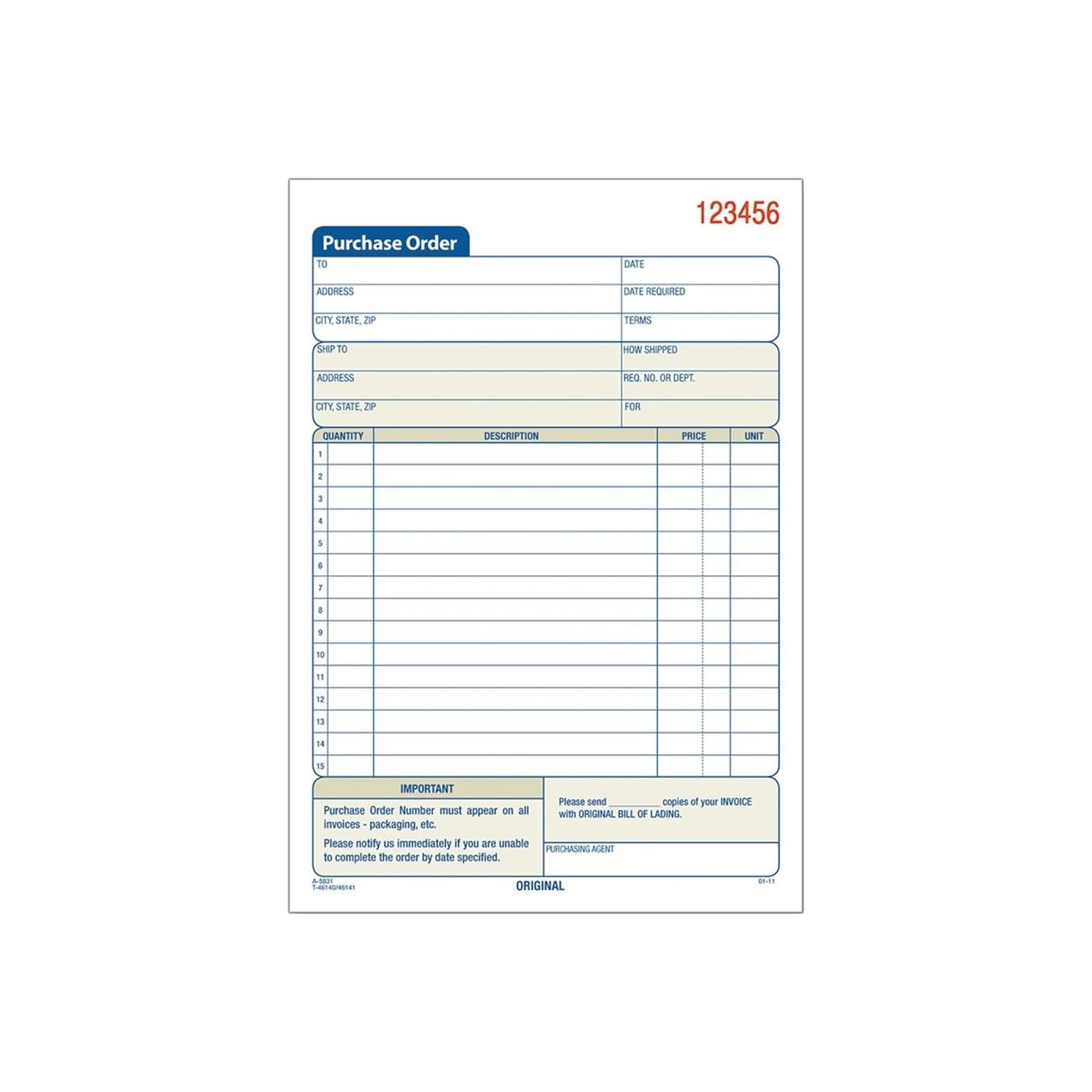 Adams 2-Part Carbonless Purchase Requisitions, 8.44L x 5.56W, 50 Sets/Book (DC5831)