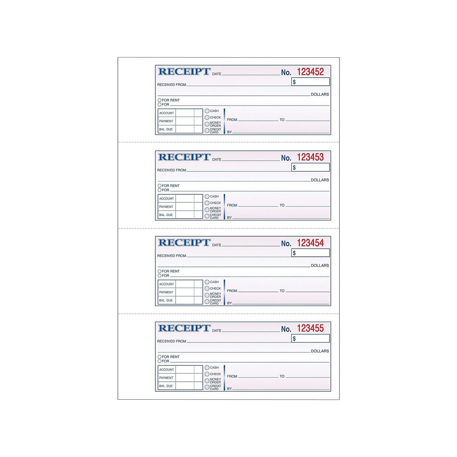 Adams 2-Part Carbonless Receipts, 2.75L x 7.13W, 200 Sets/Book (DC1182)