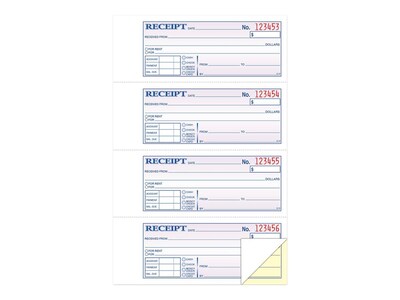 Adams 2-Part Carbonless Receipts, 2.75"L x 7.13"W, 200 Sets/Book (DC1182)