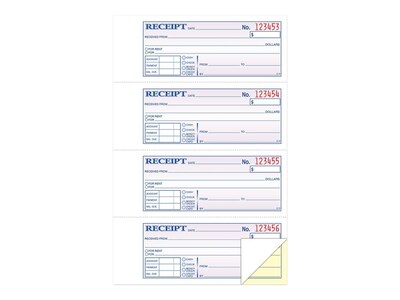 Adams 2-Part Carbonless Receipts, 2.75"L x 7.13"W, 200 Sets/Book (DC1182)