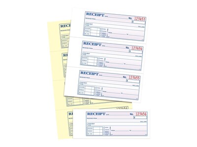 Adams 2-Part Carbonless Receipts, 2.75"L x 7.13"W, 200 Sets/Book (DC1182)