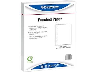 Printworks® Professional 8.5 x 11 19-Hole Punched Specialty Paper, 20 lbs., 92 Brightness, 2500 Sh
