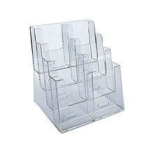 Azar Displays Four-Tier Trifold Brochure Holder, Clear Plastic (252377)