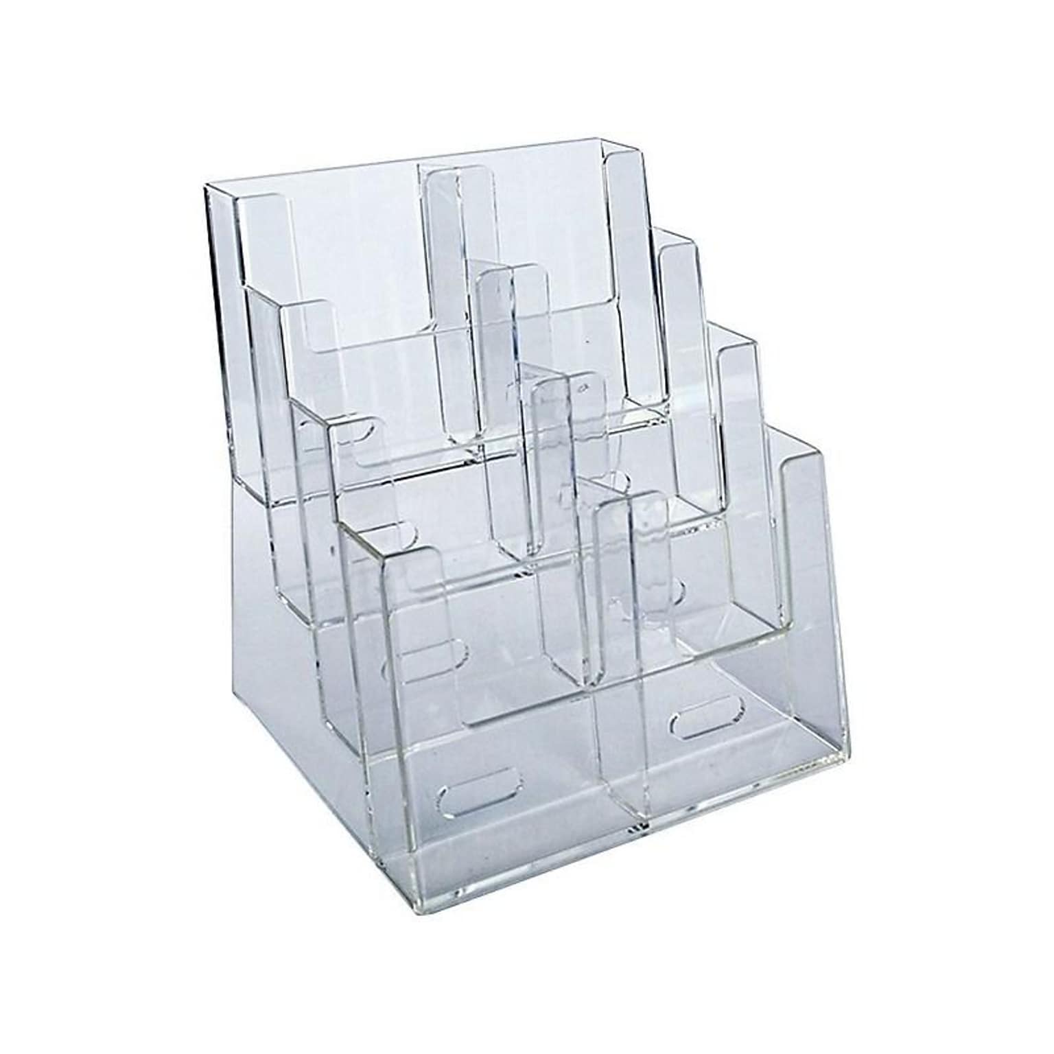 Azar Displays Four-Tier Trifold Brochure Holder, Clear Plastic (252377)