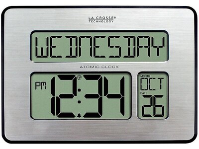 La Crosse Technology Atomic Wall/Table Clock, Metal, 7.5H x 9.75W x 1D (513-1419)