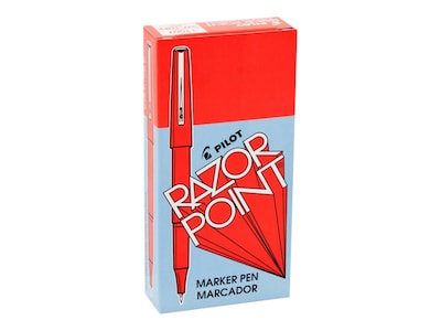 Pilot Razor Point Marker Pens, Ultra Fine Point, Red Ink, Dozen (11007)