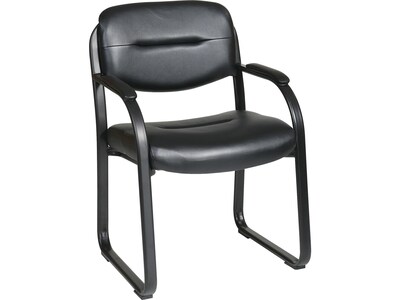 Work Smart FL Series Leather Back Guest Chair, Black (FL1055-U6)