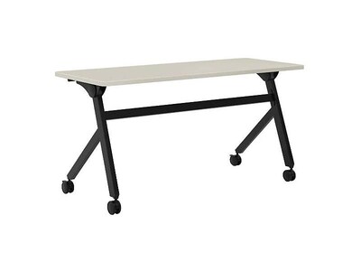 HON Multi-Purpose Table, Flip Base, 60W, Light Gray Laminate, Black (BSXBMPT6024PQ)