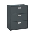 Sandusky Lee 600 Series 3-Drawer Lateral File Cabinet, Locking, Charcoal, Letter/Legal, 36W (LF6A363-02)