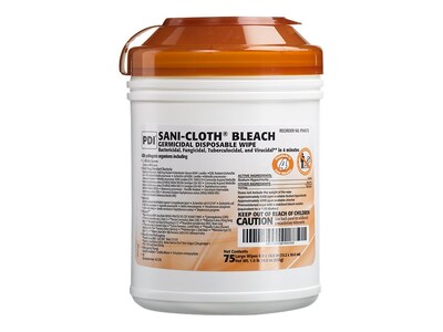PDI Sani-Cloth Bleach Disinfecting Wipes, 75/Box, 12/Carton (P54072CT)