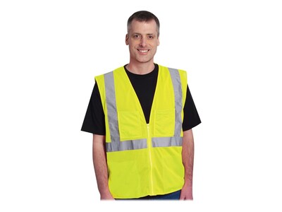 Protective Industrial Products High Visibility Sleeveless Safety Vest, ANSI Class R2, Lime Yellow, 2XL (302-MVGZ4PLY-2X)