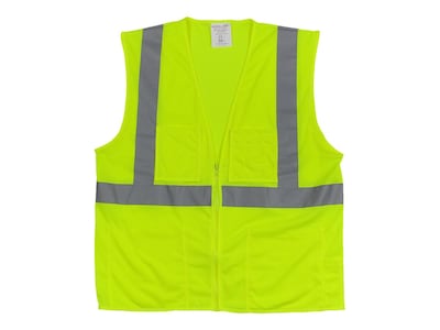 Protective Industrial Products High Visibility Sleeveless Safety Vest, ANSI Class R2, Lime Yellow, 3