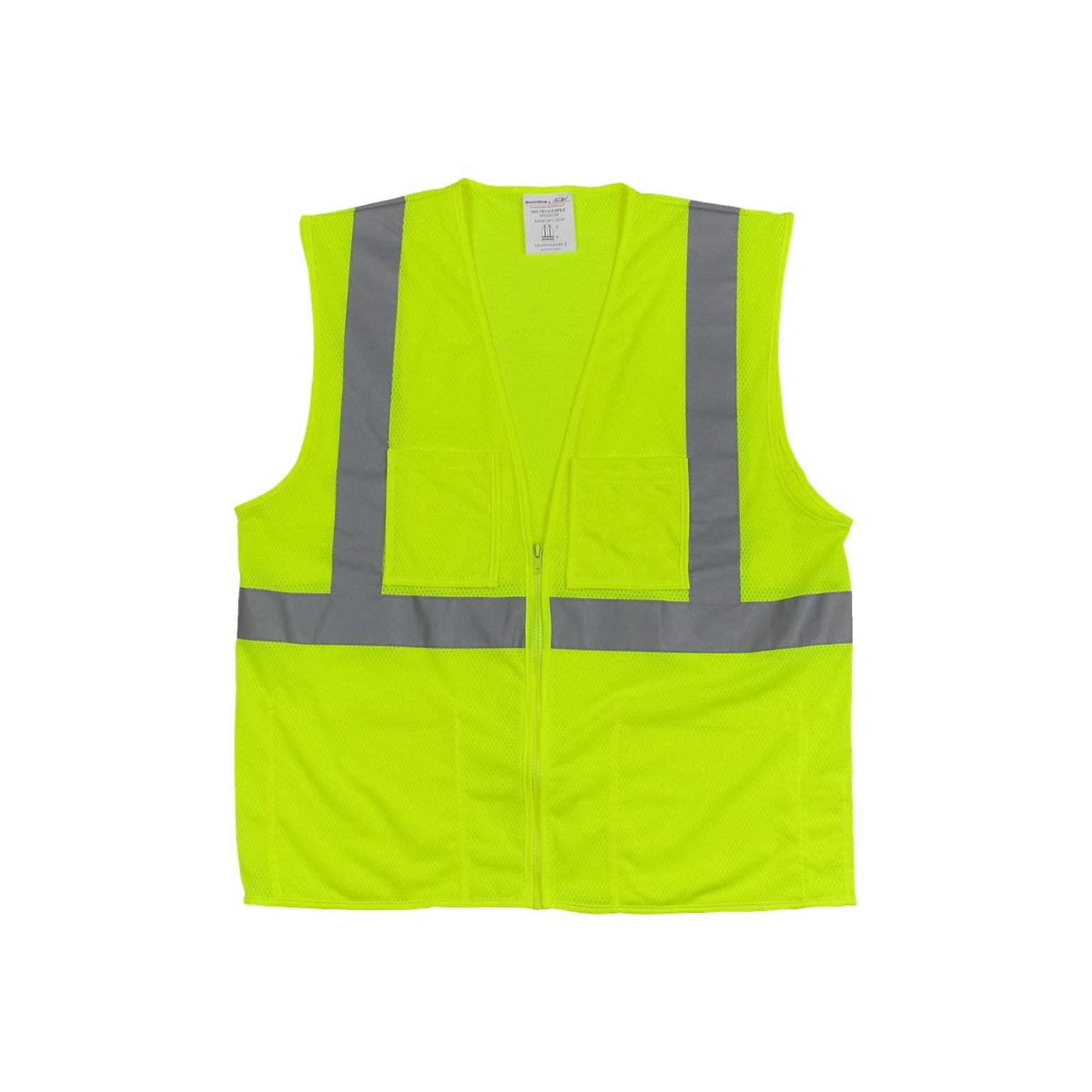 Protective Industrial Products High Visibility Sleeveless Safety Vest, ANSI Class R2, Lime Yellow, 3XL (302-MVGZ4PLY-3X)