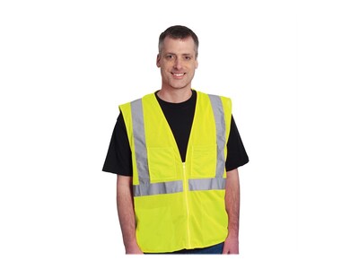 Protective Industrial Products High Visibility Sleeveless Safety Vest, ANSI Class R2, Lime Yellow, 3XL (302-MVGZ4PLY-3X)