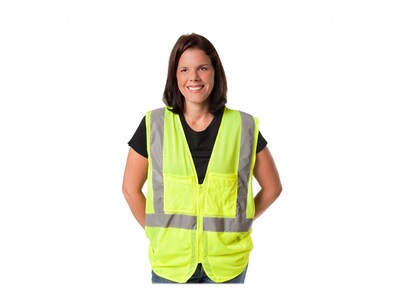 Protective Industrial Products High Visibility Sleeveless Safety Vest, ANSI Class R2, Lime Yellow, 3XL (302-MVGZ4PLY-3X)