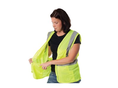 Protective Industrial Products High Visibility Sleeveless Safety Vest, ANSI Class R2, Lime Yellow, 3XL (302-MVGZ4PLY-3X)