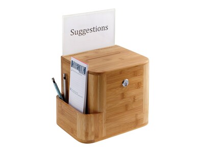 Safco Bamboo Locking Wood Suggestion Box, Natural (4237NA)