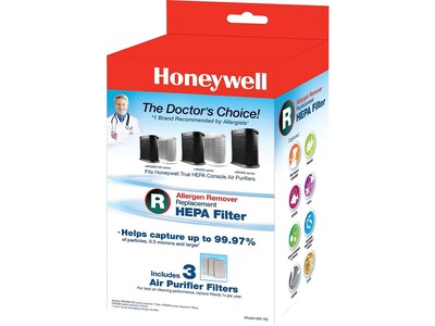 Honeywell True HEPA Replacement Filter R True HEPA Air Purifier Filter, 10.3 x 6.7 x 1.6, 3/Pack