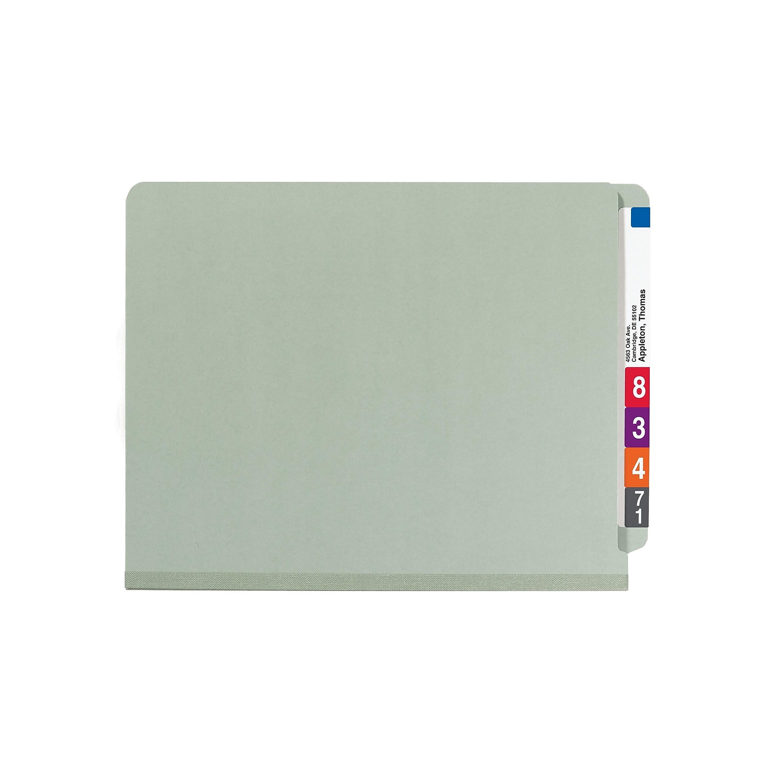 Smead End Tab Pressboard Classification Folders with SafeSHIELD Fasteners, Letter Size, Gray/Green, 10/Box (26800)