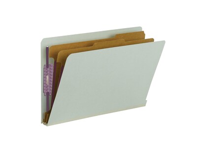 Smead End Tab Pressboard Classification Folders with SafeSHIELD Fasteners, Legal Size, 2 Dividers, G
