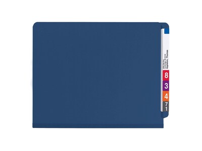 Smead End Tab Pressboard Classification Folders with SafeSHIELD Fasteners, Letter Size, Dark Blue, 10/Box (26784)