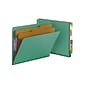 Smead End Tab Pressboard Classification Folders with SafeSHIELD Fasteners, Letter Size, Green, 10/Box (26785)