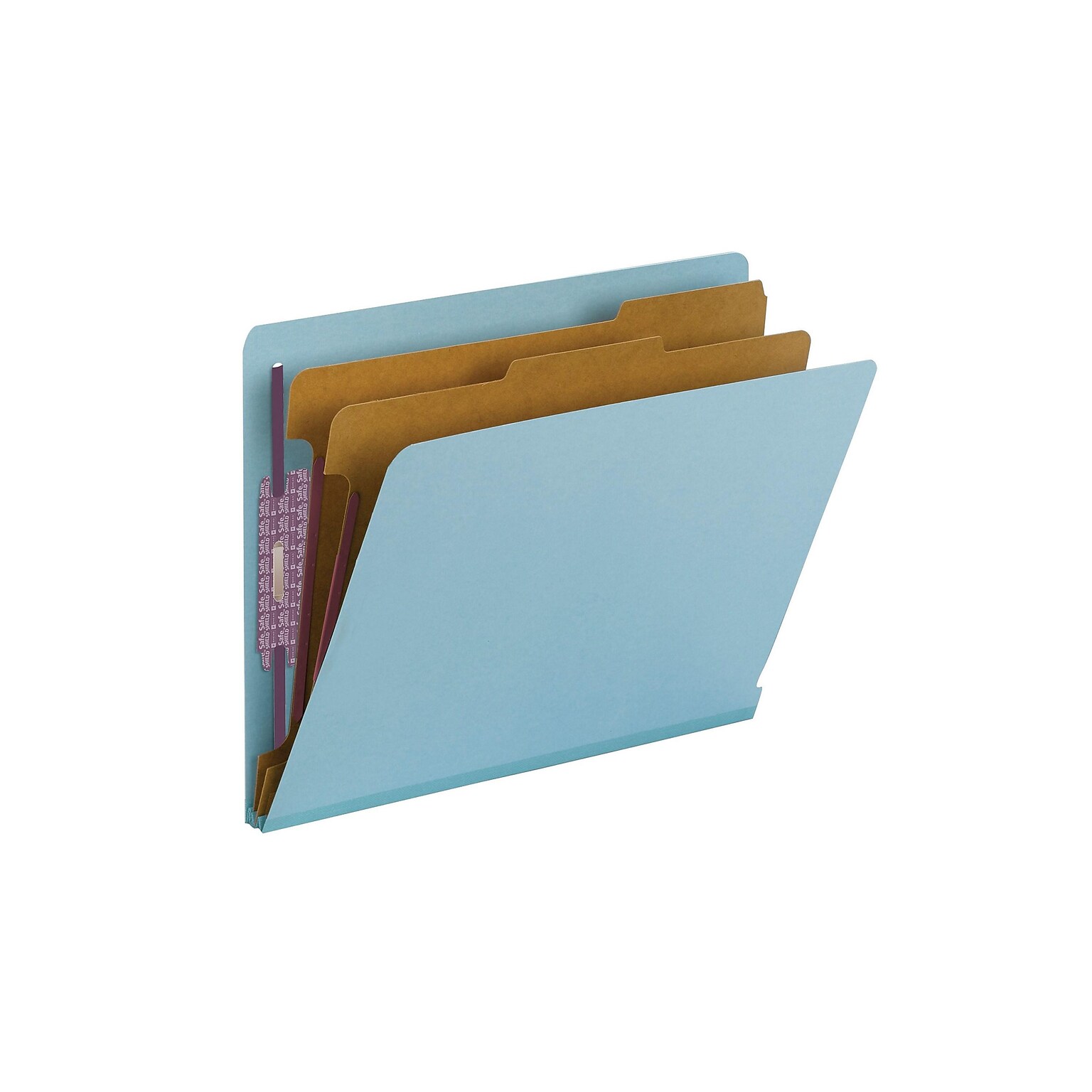 Smead End Tab Pressboard Classification Folders with SafeSHIELD Fasteners, Letter Size, Blue, 10/Box (26781)