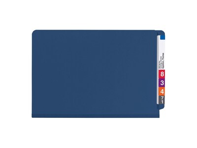 Smead End Tab Pressboard Classification Folders with SafeSHIELD Fasteners, Legal Size, Dark Blue, 10/Box (29784)