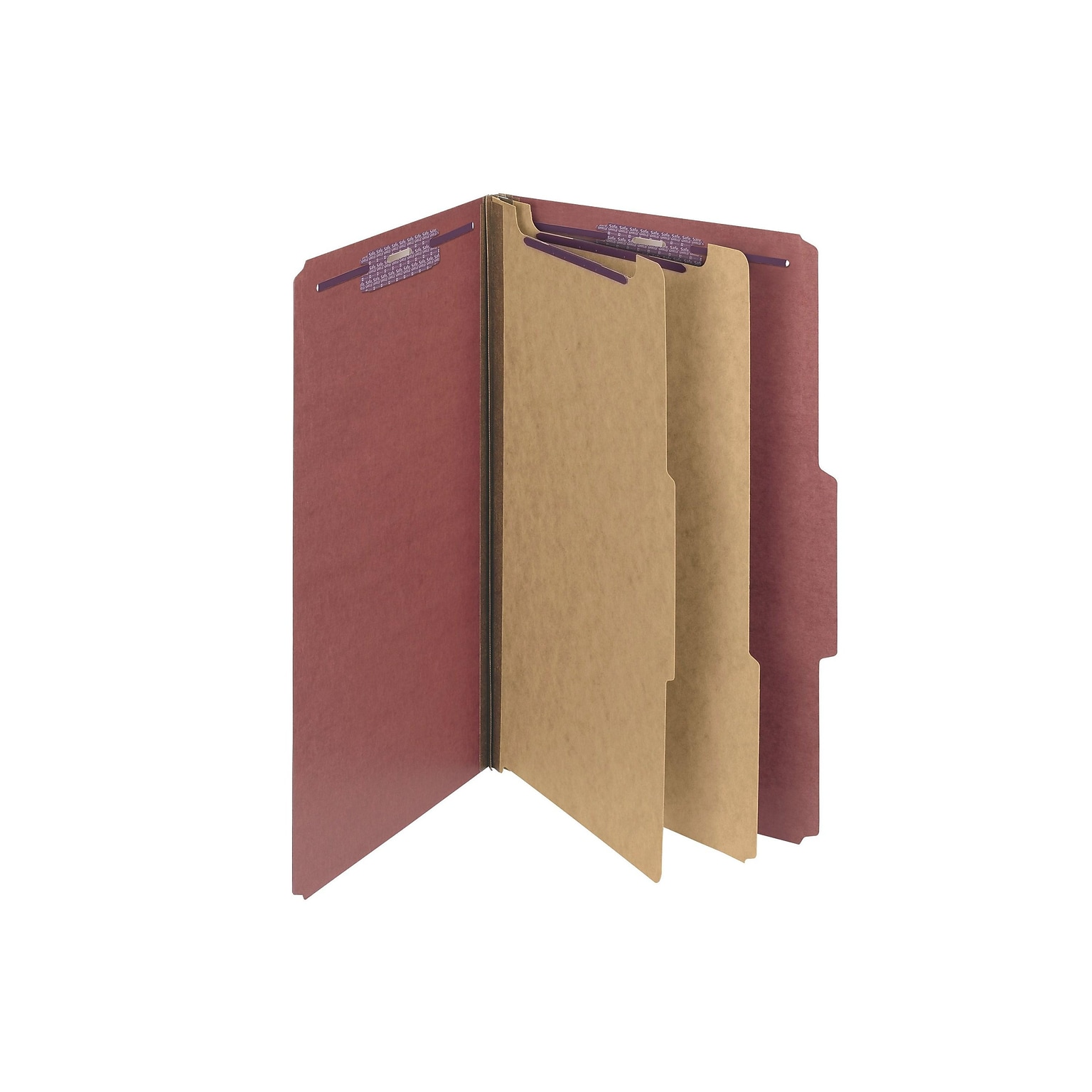 Smead Pressboard Classification Folders, 2 Expansion, Legal Size, 2 Dividers, Red, 10/Box (19075)