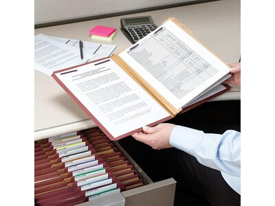 Smead Pressboard Classification Folders, 2" Expansion, Legal Size, 2 Dividers, Red, 10/Box (19075)