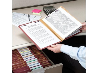 Smead Pressboard Classification Folders, 2 Expansion, Legal Size, 2 Dividers, Red, 10/Box (19075)