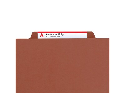 Smead Pressboard Classification Folders, 2" Expansion, Legal Size, 2 Dividers, Red, 10/Box (19075)