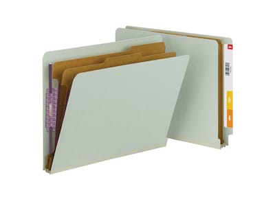 Smead End Tab Pressboard Classification Folders with SafeSHIELD Fasteners, Letter Size, 2 Dividers,