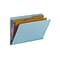 Smead End Tab Pressboard Classification Folders with SafeSHIELD Fasteners, Legal Size, Blue, 10/Box