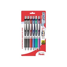 Pentel EnerGel RTX Retractable Gel Pens, Medium Point, Assorted Ink, 6/Pack (BL77BP6M)