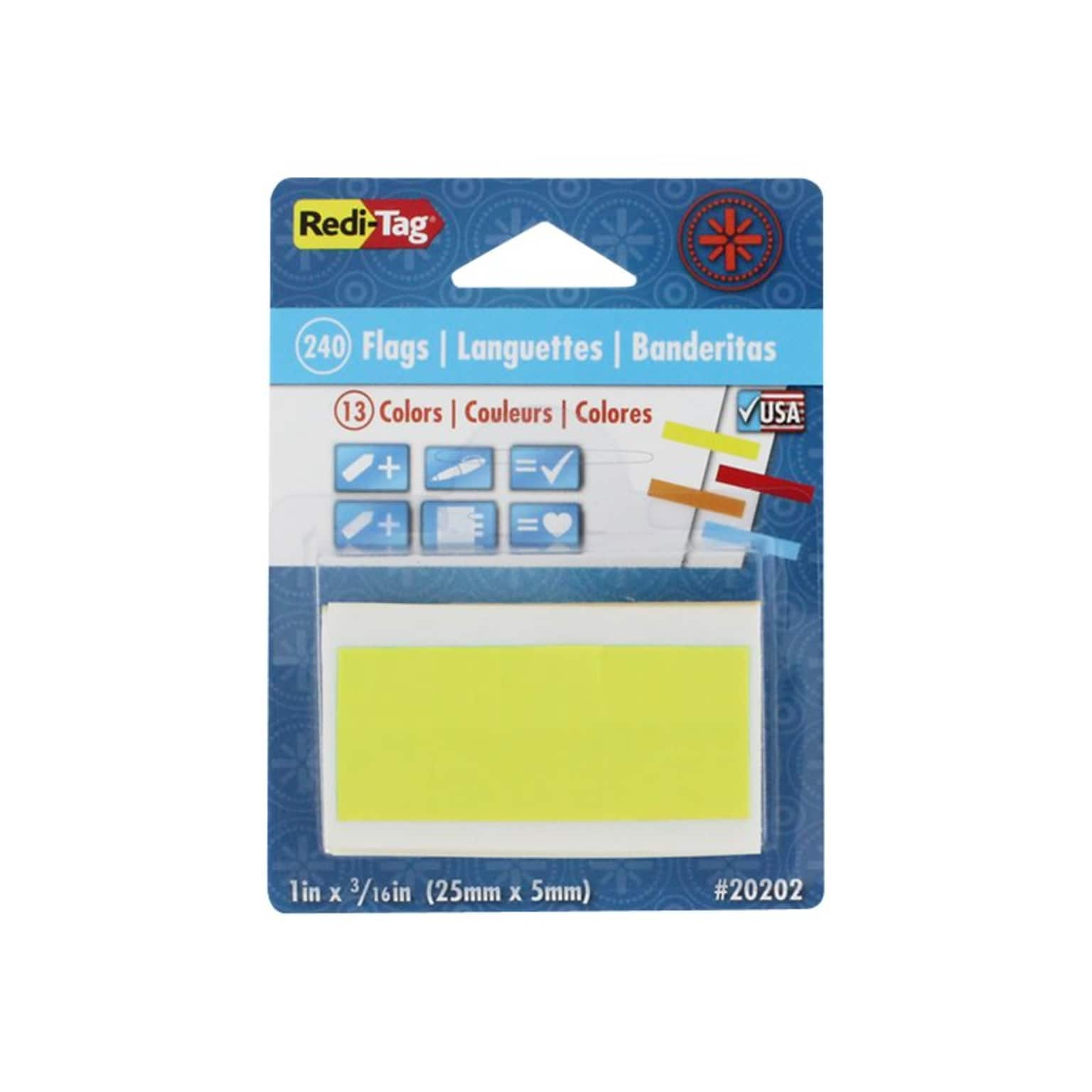 Redi-Tag Flags, Assorted Colors, 1 Wide, 240/Pack (20202)