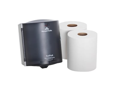 SofPull Trial Kit Centerpull Paper Towel Dispenser, Translucent Smoke, 2 Rolls/Pack (58205)