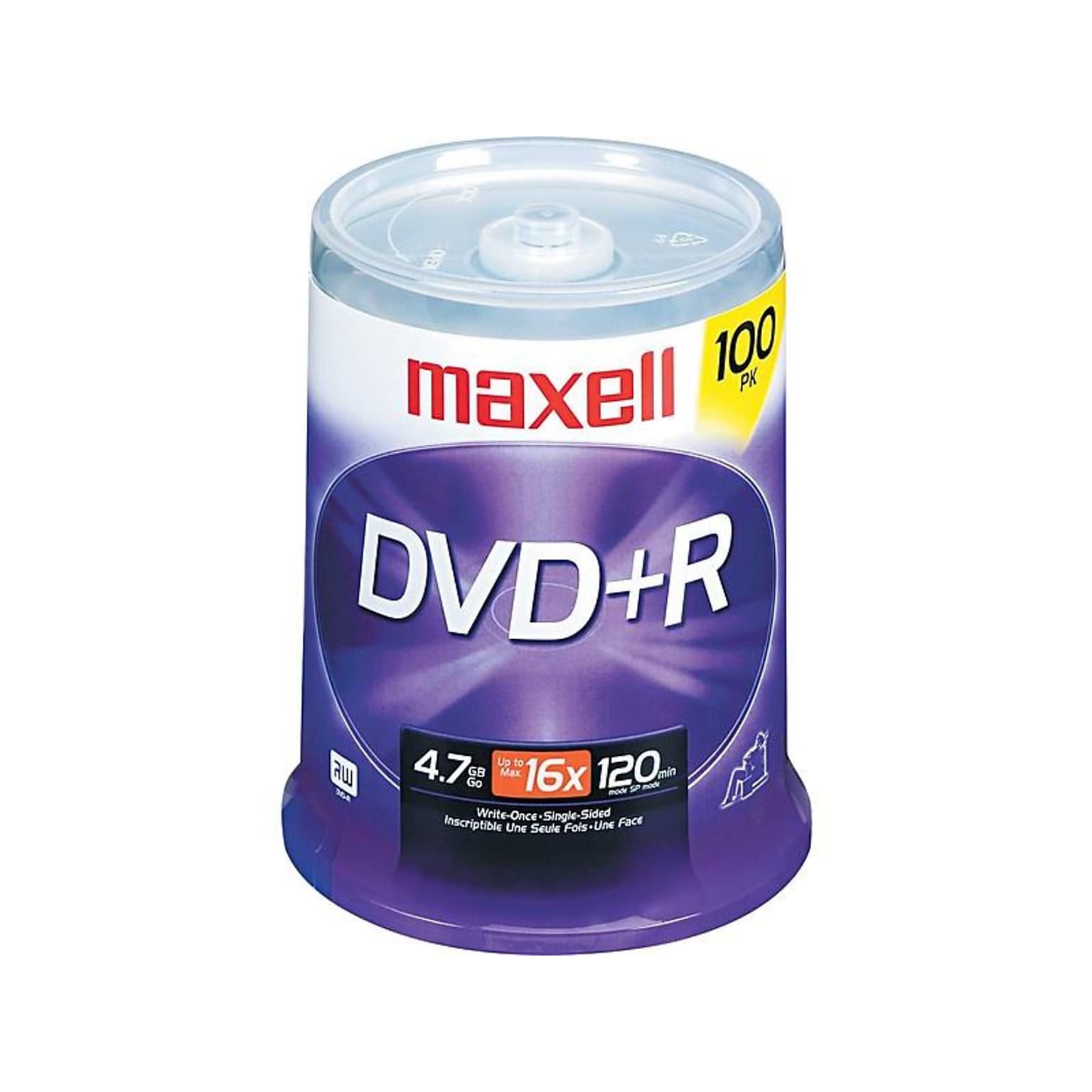 Maxell 639016 16x DVD+R, Silver, 100/Pack