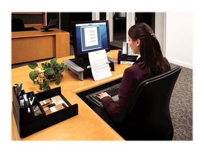 Fellowes Office Suites Monitor Riser, Up to 28" Monitor, Black/Silver (8036601)