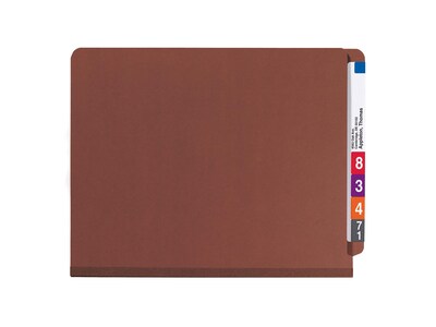 Smead 60% Recycled End Tab Pressboard Classification Folders, Letter Size, Red, 10/Box (26860)