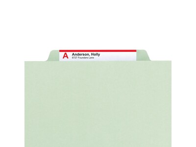 Smead Pressboard Classification Folders with SafeSHIELD Fasteners, Legal Size, 2 Dividers, Gray/Green, 10/Box (19076)