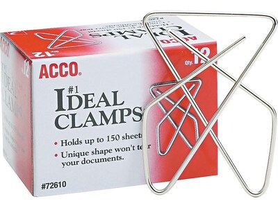 ACCO Ideal Butterfly Clamps, #1, Silver, 12/Box (A7072610)