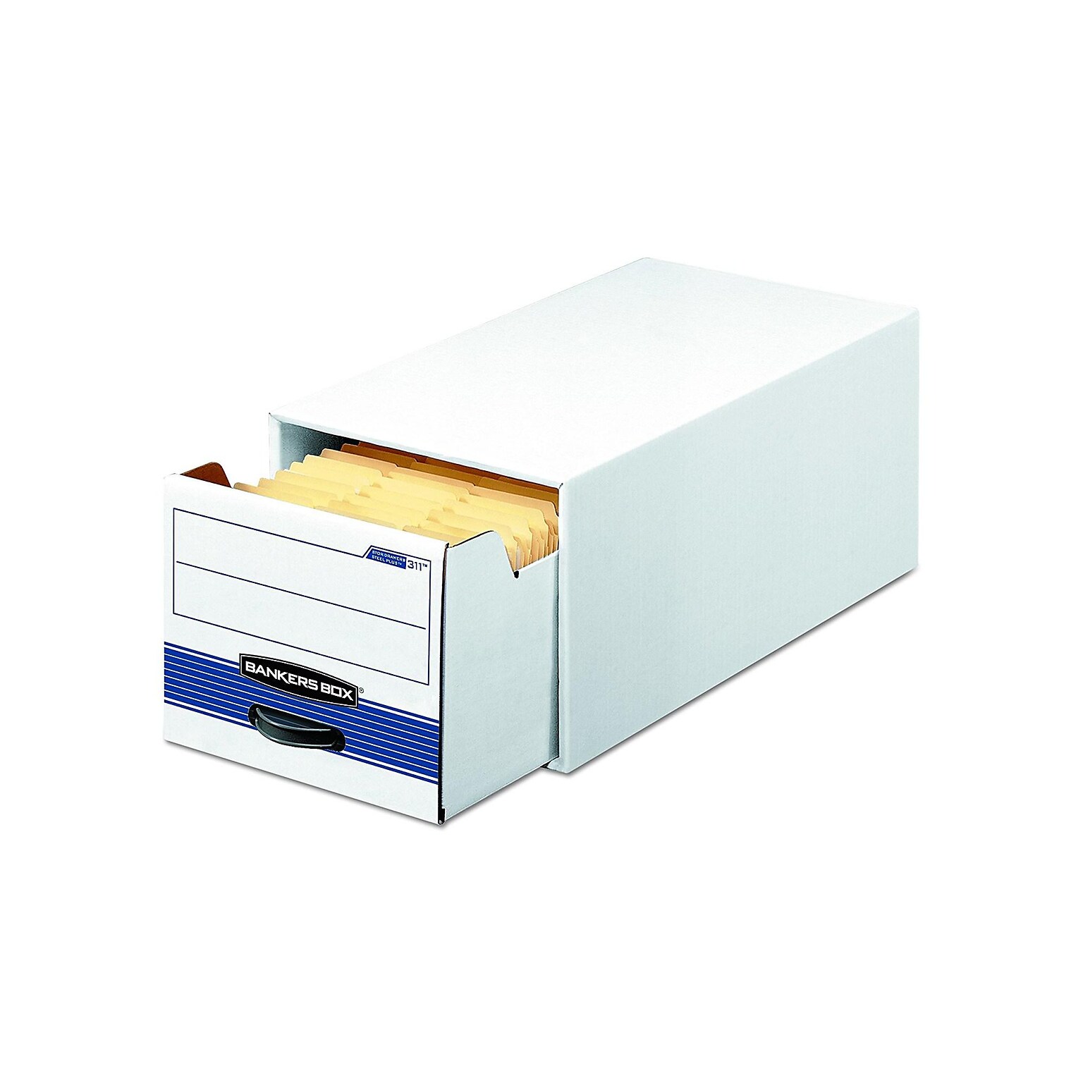 Bankers Box Stor/Drawer File Storage Drawer, Stackable, Legal Size, White/Blue (00722)