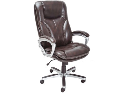 Serta Executive Ergonomic Faux Leather Executive Big & Tall Chair, 350 lb. Capacity, Roasted Chestnu