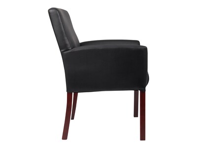 Boss Office Products Box Arm Faux Leather Guest Chair, Black/Mahogany (B619)