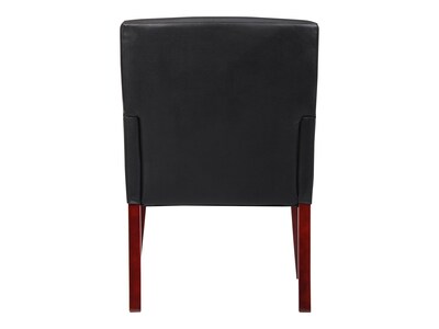 Boss Office Products Box Arm Faux Leather Guest Chair, Black/Mahogany (B619)