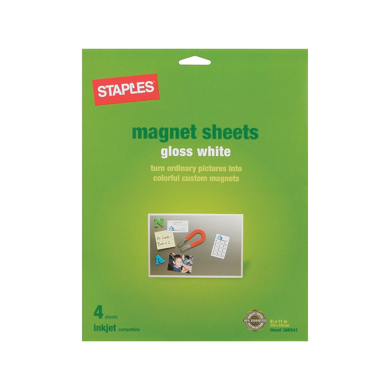 Staples Magnetic Glossy Photo Paper, 8.5 x 11, 4/Pack (34747-CC)